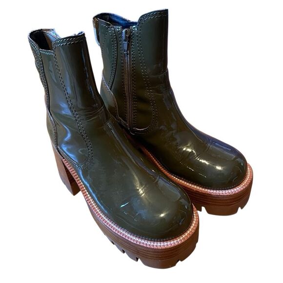 JEFFREY CAMPBELL | quavo 2 chunky platform khaki patent leather boots 8 - Picture 1 of 11